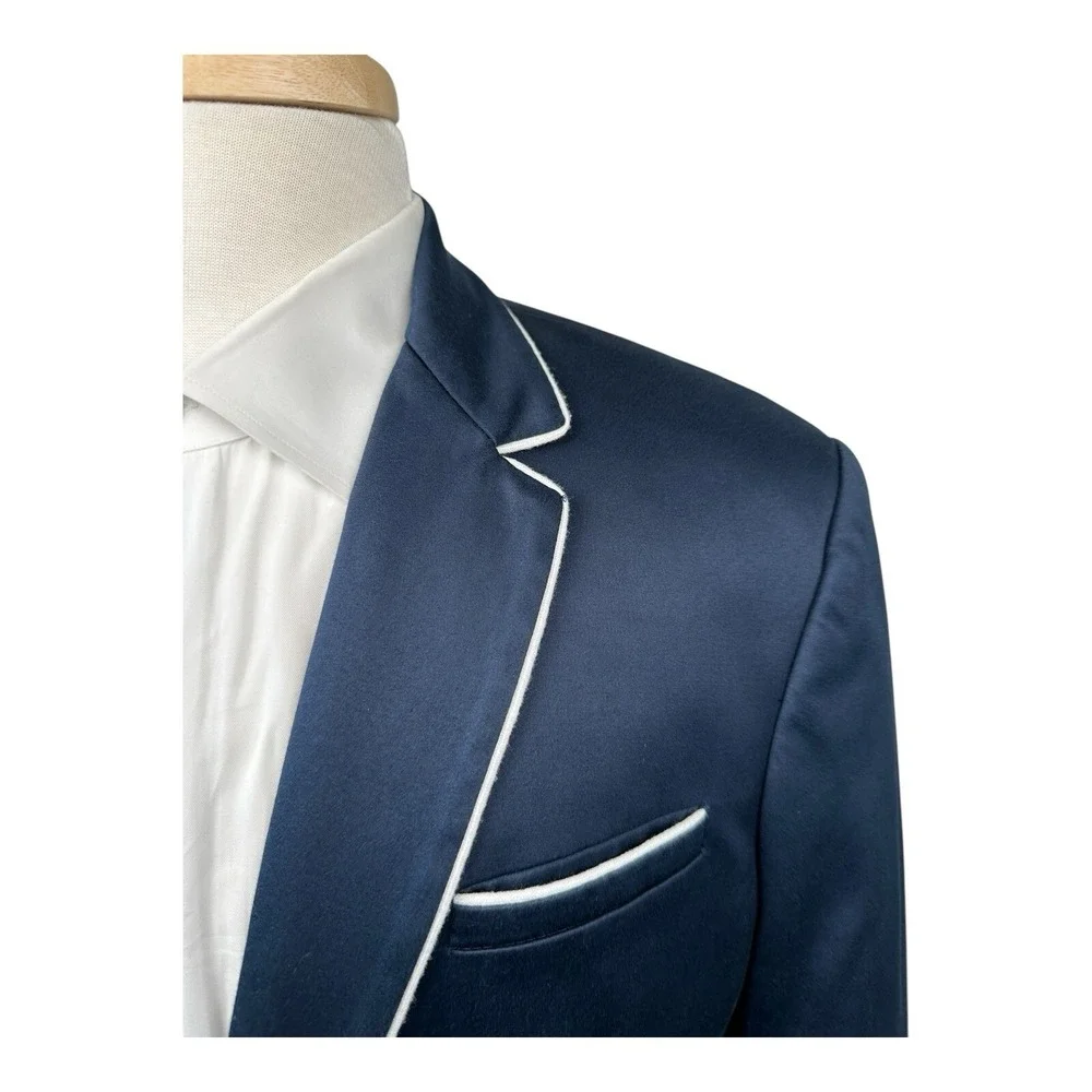 ICEBERG Blue White Trim Cotton Blend Mens Preppy Blazer Size 42R